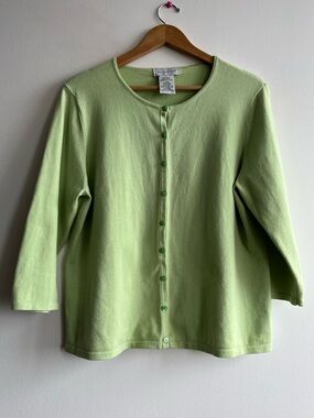90s Minimalist Pastel Green Cardigan | Vintage Spring Pastel Womens Size XL